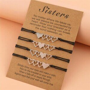 4PCS Matching Heart Bracelets for Sisters & Best Friends
